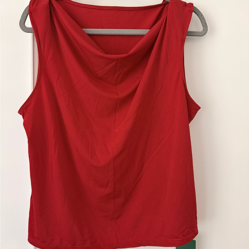 HALARA Red Sleeveless Cowl Neck Tank Top